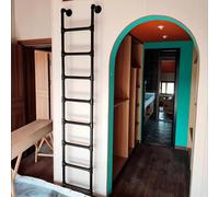 Escalera de hierro forjado resistente con subida lateral de seguridad, perfecta para camas altas, cubiertas al aire libre, caravanas, 135 cm y diseño fiable para un fácil acceso