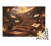 Escalera de Libros Fantasía Puzzle para Adultos Puzzle de 1000 Piezas Papel Biblioteca Mágica Relajación Decoración Hogar Regalo 70x50cm/1000pcs