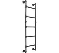 Escalera de litera de 5 peldaños, 5.4×1.5 pies montaje en pared para salida de emergencia de pozo de ventana de sótano, escalón de tubería industrial de hierro forjado negro soporta 330 libras, metal