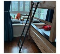 Escalera de litera de metal de 175 cm para niños y adultos, diseño de gancho ideal para campistas, remolques, caravanas, resistente ahorro de espacio, acabado negro