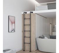 Escalera de litera montada en la pared, diseño de hierro forjado resistente para ático, biblioteca, caravana y acceso a espacios estrechos