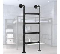 Escalera de litera negra resistente - Escalera de salida de tubo de hierro forjado de 48 pulgadas para loft, dormitorio y ático (compatible con camas de 45, 55, 65 y 70 pulgadas) (210 cm)