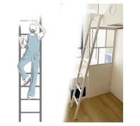 Escalera de litera para adultos y personas mayores, 1,75 m, escalera lateral resistente, soporte de suelo, ayuda para escalar, acabado blanco, seguro y fácil acceso