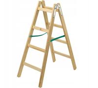 Kadax Escalera de madera de pino Imreganda, 4 peldaños, plegable, soporte 150 kg
