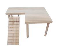 Escalera de madera natural para hámster, plataforma de madera con patas, puente de escalada, tabla de pie para loro, para patio de juegos, escalera de escalada para hámster fácil de instalar