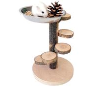 Escalera de madera para hámster | Escalera de madera con zona de descanso para roedores, estación de juego, molienda y alimentación con decoración de hábitat para ardilla, Chinchilla y Gerbille
