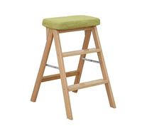 Escalera de Madera portátil de 3 peldaños para Interiores - Taburete doméstico Plegable, Taburete Multifuncional y Soporte para Plantas, diseño marrón instantáneo para un