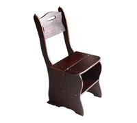 Escalera de mano de 4 niveles, taburete de escalera de madera maciza, silla plegable de doble propósito, estante de almacenamiento doble engrosado para el hogar y la cocina (madera oscura) (nogal