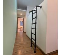 Escalera de mano de metal de 100-300 cm montada en la pared, negra industrial para salida de ventana del sótano, ático, loft y litera, capacidad resistente de 330 libras, fácil de instalar(210cm/83in)