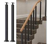 Escalera de metal con conector ajustable y accesorios para barandilla de pasillo interior, color negro (1 unidad)