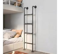 Escalera De Metal Industrial Universal De 100-300 Cm De Alto, Escalera Recta Montada En La Pared para Literas Loft Y Salida del Sótano, Tubo De Hierro Forjado Negro - Tamaño Personalizable(160cm/63in)