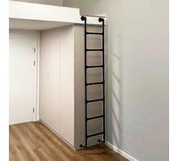 Escalera de metal negra de 6 pies montada en la pared para el hogar, loft, sótano, ventana, pozo, salida de pozo, multiusos, acceso al ático y litera, diseño resistente y que ahorra espacio