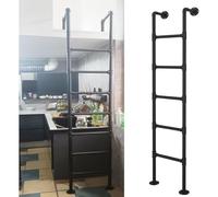 Escalera de metal negra para uso doméstico, ajustable de 4 pies a 8 pies, capacidad de carga de 330 libras, ideal para loft, sótano, ático y soluciones de escape de incendios de emergencia