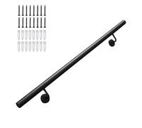 Escalera de metal negro il 1 m, 1,2 m, 1,5 m, 2,4 m, barra de soporte antideslizante para uso en interiores y exteriores, kit completo (270 cm)