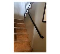 Escalera de metal negro il 7m/6m/5m/4m/3.6m/3m/2.4m/1.8m/1.5m soporte montado en la pared para escaleras Heavy Duty rieles de seguridad para ancianos y niños (color: negro)