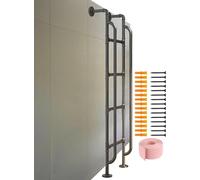 Escalera de Metal Resistente for litera con pasamanos (1 Unidad) - Escalera Personalizable for Loft Interior, Ideal for dormitorios y autocaravanas(Black,140cm)