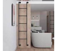 Escalera de metal resistente montada en la pared para loft del hogar, escalera de litera de hierro forjado negro, escaleras multiusos para ático y sótano (130 cm)