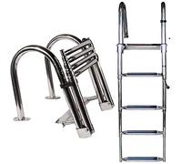 Escalera de muelle para natación, pontón, barco, 4 escalones, plegable, resistente, escalera de cuerda marina para lancha de pesca/entrada de cubierta de piscina/barcos, escaleras de gancho para barco