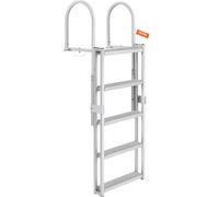 Escalera de muelle VEVOR de 5 escalones retráctiles, capacidad de carga 158 kg, escalera de aluminio para pontón, altura ajustable 1700-2005 mm, adecuada para embarcación/lago/piscina/mar.