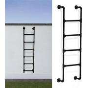 Escalera de Pared for literas, Escalera de Metal Negro for Ventana, escalones de Hierro Forjado for Camas Altas, Camping al Aire Libre, terrazas y autocaravanas.(300cm/118in)