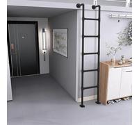 Escalera de Pared Negra para trepar, Escalera metálica para literas de Varios tamaños con Kit Incluido, Ideal para accesos a buhardillas y Espacios Estrechos(120cm/47in)