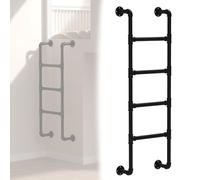 Escalera de pared para ático de 1 a 3 m, litera de hierro de metal resistente y escalera de escape de incendios para dormitorios, bibliotecas, almacenes, cubiertas, caravanas, barcos (negro, 1,1 m)