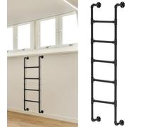 Escalera de Pared para sótano de 4 a 8 escalones, Escalera de Hierro Forjado Negro para Ventana o Pozo, Escalera de Escape en Caso de Incendio, Escalera Resistente para literas, Escalera de