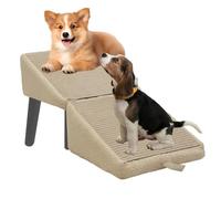 Escalera de perro - peldaños de madera para mascotas, escalera de cachorro sin deslizamiento, ayuda de escalada portátil suave | Taburete de recuperación plegable, rampa de movilidad ajustable