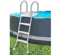 Escalera de Piscina para Piscina Elevada de Doble Cara y 4 Peldaños de 135 cm, Escalere Piscina Desmontable, Escalere Piscina Acero Inoxidable de Alta Resistencia, Capacidad 250 kg,110cm