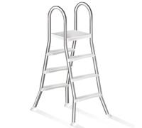 Escalera de Piscina para Piscina Elevada de Doble Cara y 4 Peldaños de 135 cm, Escalere Piscina Desmontable, Escaler a Piscina Acero Inoxidable de Alta Resistencia, Capacidad 250 kg,110cm