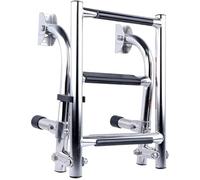 Escalera de pontón para barco, telescópica de acero inoxidable extraíble de 3 escalones, con barandilla de mano de pedal, cubierta de natación para barco, yate y piscina