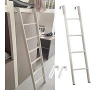 Escalera de Repuesto para litera Doble, Color Blanco, Escalera para litera con Ganchos Ajustables, Escalera de Metal para niños y Adultos, para Dormitorio, Loft y hogar (tamaño: 45.3 in)