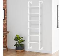 Escalera de salida blanca para ático alto, escalera de escalada de seguridad con soportes de montaje en pared, diseño duradero de ahorro de espacio para un fácil acceso y seguridad en el hogar