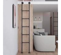 Escalera de Salida de Hierro Forjado de Metal Negro para literas en áticos, Escalera de Escape Industrial contra Incendios con Montaje en Pared, 290 cm/114 Pulgadas, esca