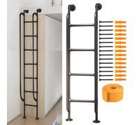 Escalera de Salida de Pozo Ático con Cubiertas de peldaños, pasamanos, herrajes, Ventana de reemplazo de litera de Escape en el sótano, Dormitorio RV Trailer Campers Home (Color: Negro, Tama