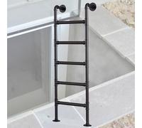 Escalera de Salida metálica para Pozo de Ventana, Capacidad de Carga de 330 Libras, Escalera de Seguridad de Tubo Redondo Negro para Apartamentos de caravanas, terrazas, Escalera de Escalada