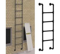 Escalera de Salida para Pozo de sótano, de Hierro Negro, para Montar en la Pared, Ideal para áticos, literas, autocaravanas, terrazas, dormitorios y pozos de Emergencia contra Incendios. Cap