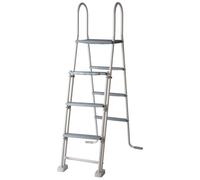 Escalera de seguridad con plataforma para piscinas elevadas 120-132 cm. GRE.