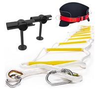 Escalera de Seguridad de 10 m Resistente al Fuego - Solución innovadora Escalera con estabilizadores de separación, cordón y cinturón de Seguridad - Reutilizable - Capacidad de Peso de hasta 900 kg