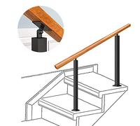 Escalera de soporte de madera ajustable para escalones al aire libre, diseño de 1 peldaño con 2 postes, perfecta para el hogar y el jardín, ideal para terrazas y áticos