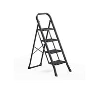 Escalera de Tijera con 4 Peldaños Fácil de Guardar Negro