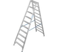 Escalera de tijera de aluminio de peldaños planos, antideslizamiento R13 KRAUSE, acceso por ambos lados