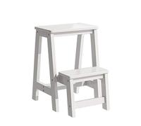 Escalera de Tijera Plegable de 3 peldaños, Taburete de Madera portátil para hogar y Oficina y Cocina, con Pedal Ancho Antideslizante, Capacidad de 400 LB, Blanco