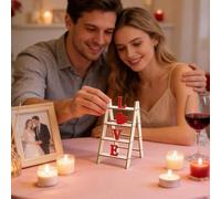Escalera del Amor Decorativa | Letrero de Amor para San Valentín,Decoración de Mesa con Escalera de Madera,para el Hogar, Escritorio, Estante, Repisa, Entrada, Fiesta y Boda