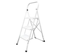 Escalera Domestica Acero 3 Peldaños, Escalerilla Blanca