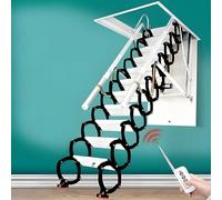 Escalera eléctrica de buhardilla con pasamanos 2M-3.8M mando a distancia techo escalera telescópica plegable adaptada (Apertura: 80 * 90 cm - Altura: 2.5M) Negro