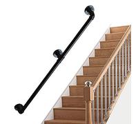 Escalera Escalera Barandilla Banister Rail, Kit de Soporte Balustrada Decking Barandillas para el Canal de Acceso Al Corredor de Entrada Hierro Forjado de Metal/600Cm