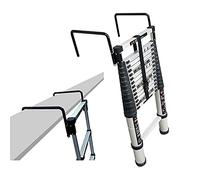 Escalera Escalera telescópica, Escalera de extensión, 15 pies/18 pies/20 pies/23ft/26 pies de Altura Escalera telescópica con Barra de estabilizador de Ganchos, Aluminio Plegable telescópico para