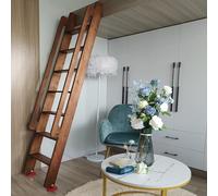 Escalera Escamoteable Escalera de Madera para Loft, Escalones Marrones para Subir Al Loft para Adultos, Escaleras para Literas para Colegios/Residencias Estudiantiles(6 Steps L-5.7ft/1.75m)
