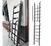 Escalera Escamoteable Escalera Plegable de Pared con Pasamanos, Escalera Telescópica de Aluminio Ajustable y Antideslizante, Escalera de Seguridad para Áticos y Garajes(8 Step-257cm (8.4ft))